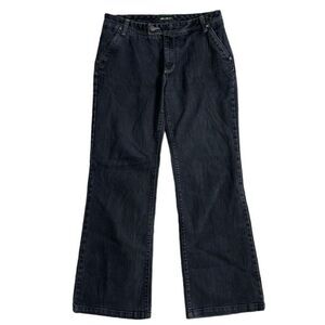 Eddie Bauer Wide Leg Black Denim Mid Rise Trouser Style Jeans Size 10